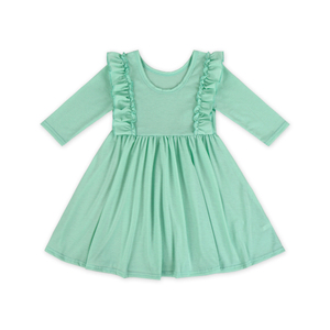 Più nuovo Velluto Del Bambino Volant maniche Lunghe 7 16 bambini bambini Twirl del Vestito del bambino della ragazza vestiti di cotone - Product Image 5
