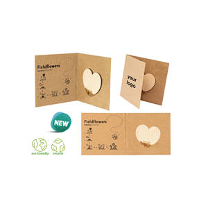 Papier grainé Fieldflowers Heart Seed, Carte en fibres végétales, Sacs de culture écologiques recyclables, Pot de culture de jardin, Fabriqué en Italie, Modèle White Label - Product Image 3