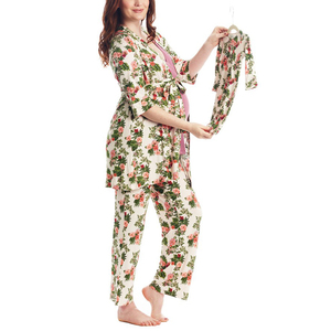 Pijamas de Maternidad de Dos Piezas de Bambú Transpirable y Ecológico, Ropa de Bebé, Conjunto de Mamá y Bebé, Traje de <span class=keywords><strong>Hospital</strong></span>, Pijamas Familiares a Juego - Product Image 1