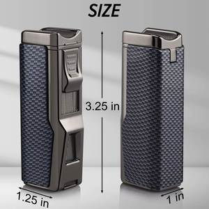 Metal <b>Custom</b> Logo Band Cigar Punch Knife Three Hole Jet Flame Butane USB Rechargeable Windproof Eco-Friendly Inflatable <b>Lighter</b> - Product Image 3