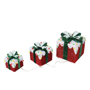 Luces de bolas de algodón coloridas con efecto iceberg para decoración de jardín al aire libre, diseño rectangular rojo y verde, Tableto, 3 uds. - Product Image 3