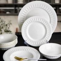 Assiette plate de 8 pouces très vendue, en porcelaine émaillée blanc pur, jetable, écologique, style européen