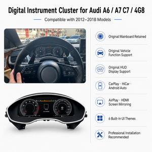 Nouveau tableau de bord numérique LCD Premium 12,3 pouces 1920x720P pour <span class=keywords><strong>Audi</strong></span> A6 A7 C7, prise en charge du <span class=keywords><strong>CarPlay</strong></span> sans fil et d'Android Auto, module Plug & Play HUD - Product Image 4