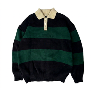 เสื้อสเวตเตอร์ถักมือลายทางสำหรับผู้หญิง แขนยาว ลายเคเบิ้ล คอปักลาย ไซส์ XL สำหรับใส่ลำลอง - Product Image 1