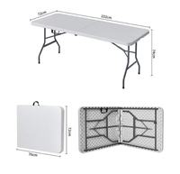 Table pliante d'extérieur moderne en aluminium, tailles 4ft/6ft/8ft, légère, résistante aux intempéries, style ferme, pieds métalliques portables