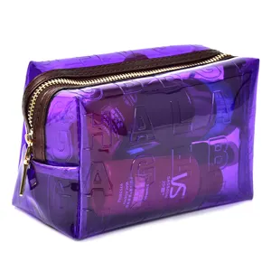 Portable Girl Travel Transparent Women Pvc Jelly Cosmetic Bag Clear Glitter Makeup Bag