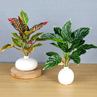 Plante artificielle en pot, feuille d'alocasia, décoration intérieure et maison, petit bonsaï en plastique, Planta Artificial à vendre