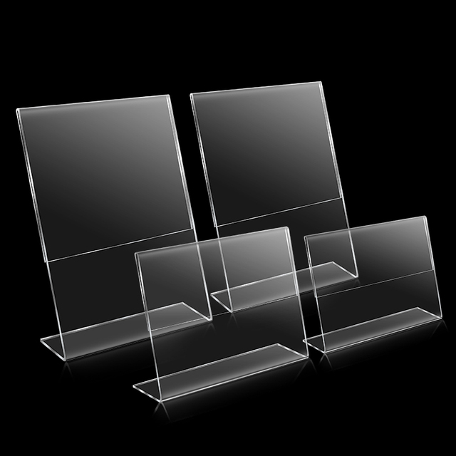 Custom Wholesale A6 Slant L Shape Clear Acrylic Picture Display Frame A4 A5 Menu Stand Acrylic Sign Holder