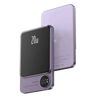 Mini batterie externe magnétique sans fil portable violette 5000/10000 mAh avec affichage numérique