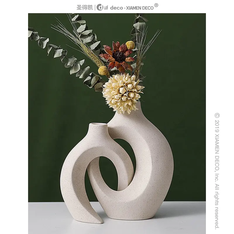 Nordic-style Ceramic Vase Ornaments Set Creative White Pigment Burning Crafts Home Hydroponic Dry Flower Wholesale