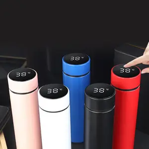Heiße 500ml Edelstahl Doppelwandige Lebensdauer Vakuum becher mit Touchscreen Deckel Temperatur anzeige LED Smart Wasser flasche