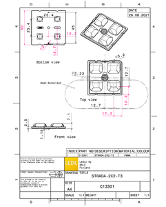 Lentes LED Ledils C13301_STRADA-2X2-T3 PMMA, Matriz de Lentes Cuadradas de 50x50mm para Iluminación LED - Product Image 3