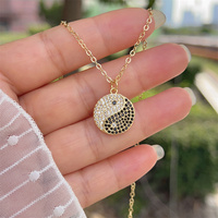 Kalung Taiji Berbentuk Hati Zirkon Berlapis Tembaga Emas 18K Produk Baru Asli untuk Pemakaian Sehari-hari
