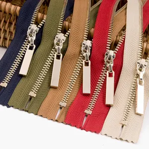 Hengda High Quality Copper Zipper No. 5 50cm Length Silver Teeth Open-End Metal Zip For Cotton-Padded Vest Coat Pants Jacket Zip