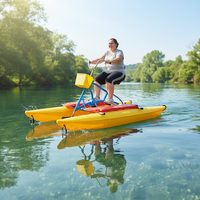 QIQU Vélo aquatique à pédales en PE, avec ponton et cadre en aluminium antirouille, pour location, excellent rapport qualité-prix, 10ft x 4.7ft, 8-12km/h