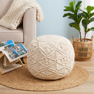New Style Handmade Cotton Farmhouse Stylish Knotted Pouffe Comfort & Decor Ottoman for Home Office Bedroom Apartment - Product Image 3
