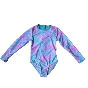 Individueller Langarm-Badeanzug für Mädchen Fischwaagen schöne Einteilige Badeanzüge für Kinder