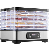 Deshidratador de Alimentos de 5 Bandejas, Deshidratador de Frutas Eléctrico de 300W, Secador de Alimentos Digital con Temporizador y Temperatura Ajustables, Certificado ETL, Color Plateado