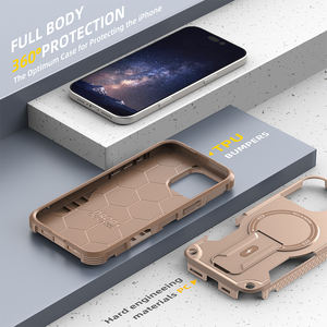 <span class=keywords><strong>2</strong></span> en 1 armadura resistente anticaída magnética TPU PC funda de teléfono móvil para iPhone 16 Plus Pro Max soporte plegable electrochapado - Product Image 3