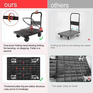 China Manufacturer Heavy Duty Platform <b>Trolley</b> Grey Steel Flatbed Cart With 4 Silent Wheels For Industrial Warehouse Moving - Product Image 6