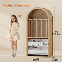 Meuble de rangement en bois arqué pour jouets d'enfants, organisateur de zoo d'animaux en peluche avec bacs pour salle de jeux et chambre d'enfant