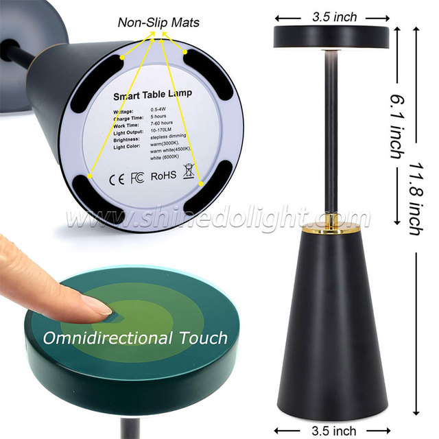 Portable Table Lamp Charging Bedside Ambiance Light Touch Lamp Decorative Rechargeable Led Table Lamp for Bedroom