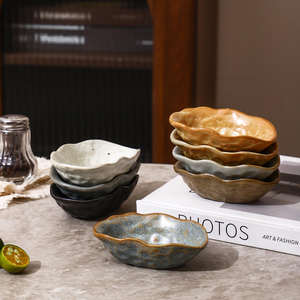 Plats d'accompagnement irréguliers en céramique japonaise, vaisselle en poterie rustique rétro, plats à sauce soja, mini plats à sushi - Product Image 6