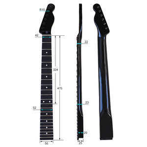 Mástil de guitarra <span class=keywords><strong>el</strong></span>éctrica estilo TL, 22 trastes, diapasón negro brillante con puntos de posición, diámetro del orificio de 10 mm, repuesto de mástil de guitarra DIY - Product Image 2