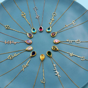 Lateefah Nuevo Collar Sencillo y Moderno Para Mujer de Acero Inoxidable con Nombre Personalizado, Piedra de Nacimiento y Dije de Gota de Agua - Product Image 5