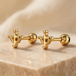 Pendientes Románticos de Acero Quirúrgico 316L con Diseño de Arco y <span class=keywords><strong>Flecha</strong></span>, Baño de Oro PVD, Joyería para Piercing de <span class=keywords><strong>Tragus</strong></span> y Hélix - Product Image 3