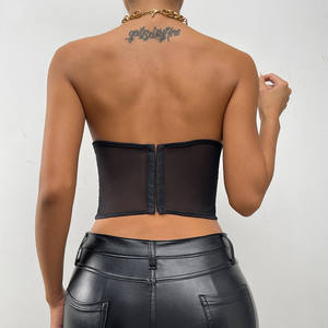 Top da donna <span class=keywords><strong>senza</strong></span> <span class=keywords><strong>spalline</strong></span> gilet con maglia bella biancheria <span class=keywords><strong>intima</strong></span> sul retro del reggiseno in pizzo <span class=keywords><strong>canottiera</strong></span> ricamata sul petto avvolto - Product Image 6