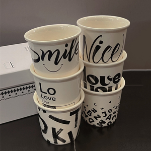 Custom No Handle Ceramic Mug Simple Letter Handheld Latte Coffee Cup for Cafe - Product Image 2