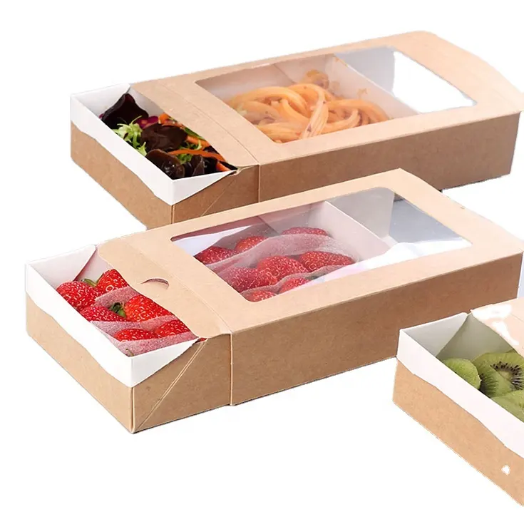 Embalagens de papel embalagem de salada box_Disposable take away lunch box _ caixa de fast food