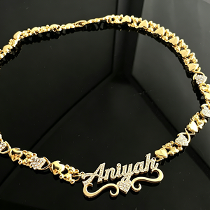 Collana con Doppio Nome Personalizzato e Cuore, Placcata in Oro 18k, Acciaio Inossidabile con Diamanti, Gioiello per Matrimoni e Feste - Product Image 6