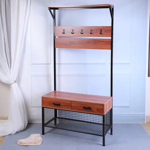 Best Furniture Manufacturers Metal Wooden Bedroom <strong>Coat</strong> <strong>Rack</strong> Entryway <strong>Hall</strong> Tree <strong>Coat</strong> <strong>Rack</strong> With Storage Bench - Product Image 3