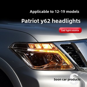 Pour Nissan Patrol Y62 2012-2019, ensemble de phares modifiés, projecteur quadruple, Bi-LED, bleu glace, clignotant dynamique DRL - Product Image 1