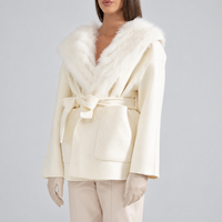 Manteau double face en fourrure de renard et laine, fabrication directe usine, service d'échantillons personnalisés OEM/ODM, manteau d'hiver pour femme