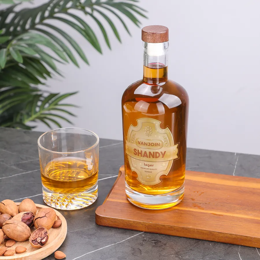 700Ml Hoge Kwaliteit Super Vuursteen Heldere Rum Bourbon Whisky Liquor Glazen Fles Met Kurk Industrieel Gebruik Kenmerken Zeefdruk
