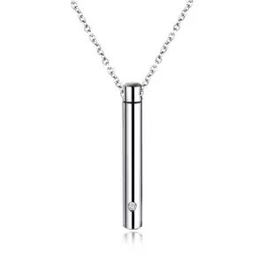 Wholesale urn necklace keepsake jewelry Silver / Rose / Black 316L stainless steel cremation urn bottle pendant necklace