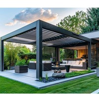 Pergola motorisée de luxe sur mesure en aluminium 6x3 avec panneaux à lames orientables fixes imperméables pour jardin extérieur