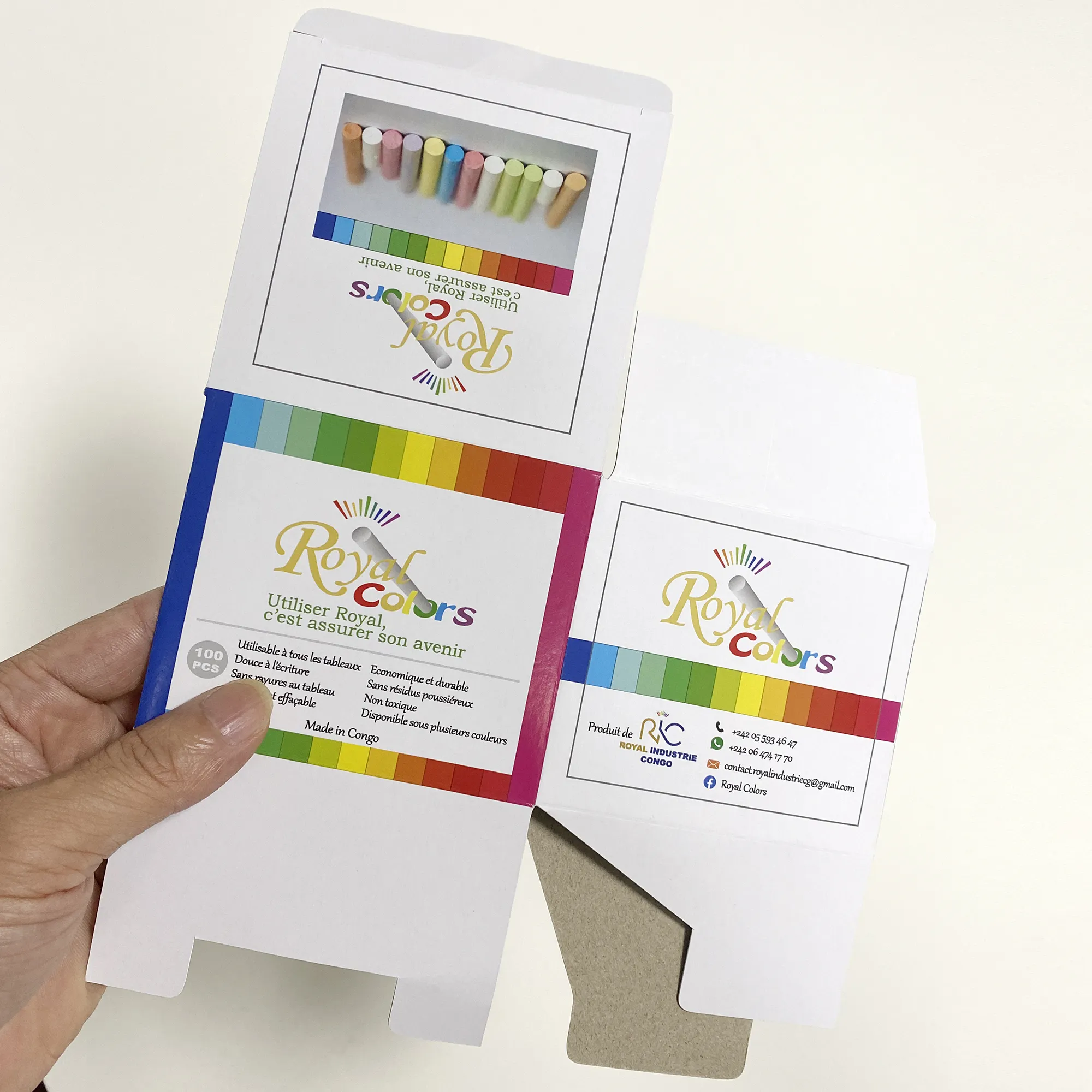 Emballage de craie écologique rigide imprimé en Carton de haute qualité Boîte en carton blanche Boîte de papier personnalisée