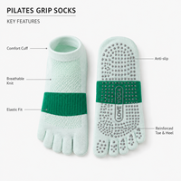 Chaussettes de Pilates en Fibre de Bambou à Cinq Doigts, Antidérapantes avec Semelle en Silicone, Évacuation de l'Humidité pour Yoga, Barre, Reformer, Studio, Logo Personnalisé