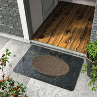 Machine d'entrée de maison moderne en PVC résistant à la corrosion tapis de porte rectangulaire en caoutchouc antidérapant fin imprimé animal puzzle motif maison