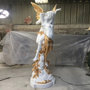 A grandezza naturale antico metallo fuso nudo femmina angelo baciare uomo statue in bronzo per il giardino - Product Image 4