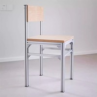 Mesa de Conferencia de Madera de Abedul con Marco de Aluminio, Escritorio de Negociación Minimalista para Oficina, Ergonómico, Duradero y Fácil de Montar