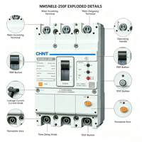 Disjoncteur différentiel à boîtier moulé CHINT NM5NELE 16A-800A 3P 4P AC400V AC415V 35kA Certification CE pour système solaire photovoltaïque