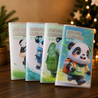 Lot de 480 mini-carnets en PVC 82x111mm, 80g/m², 76 feuilles, motif panda mignon, pochette intérieure colorée, vente en gros par carton