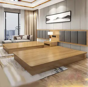 Vente directe d'usine de meubles de chambre à coucher pour hôtels cadre de lit king size avec tête de lit lit d'hôtel de style moderne et minimaliste