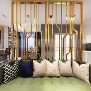 EX242 Modern Laser Cut Stainless Steel Partition <b>Wall</b> Divider with Gold Finish Bespoke Design Foldable Room Separator - Product Image 6