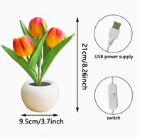 Lampe de nuit en forme de tulipe en pot, lumière chaude, lampe d'ambiance de chevet, cadeau créatif pour la Saint-Valentin, Noël, pour les filles, décoration de table à la maison